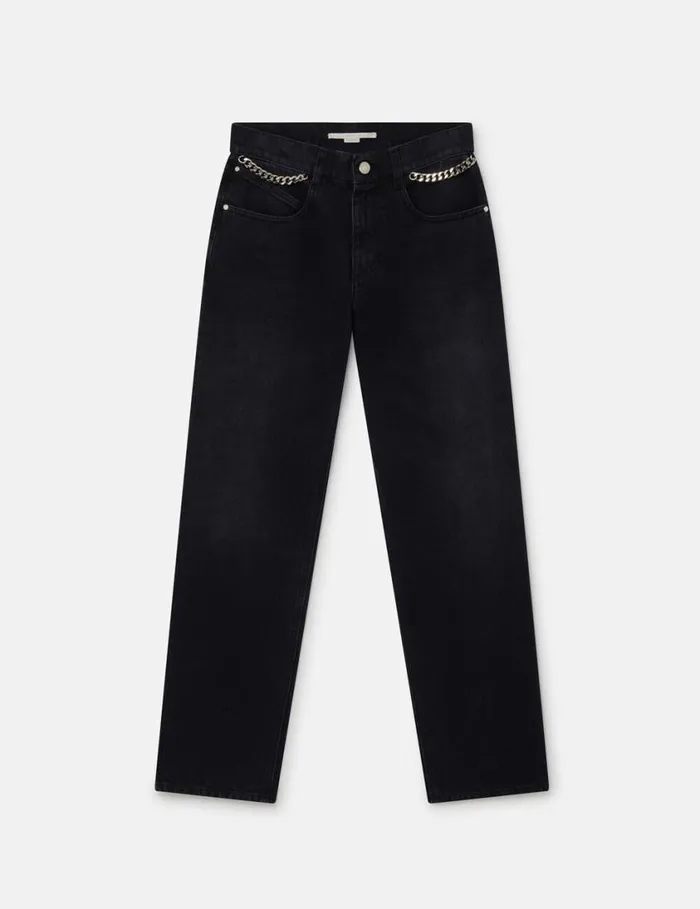 Women Falabella Slim Leg Jeans Black Stella McCartney Pants And Shorts