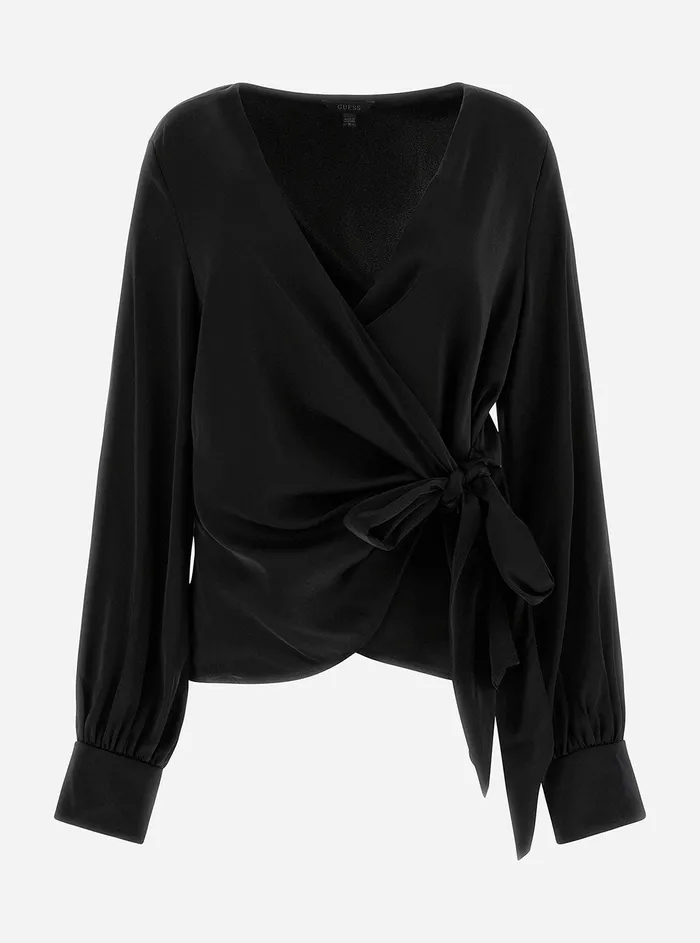 Women Fashion Tops GUESS Eco Black Lovisa Wrap Top
