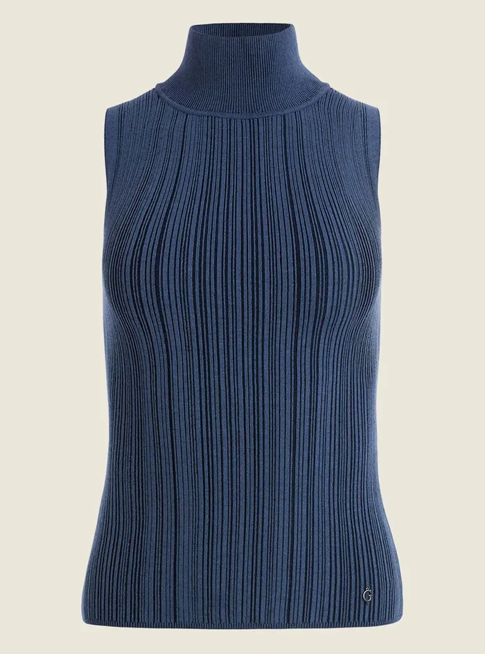 Women Fashion Tops GUESS Eco Blue Brigitte Turtleneck Top