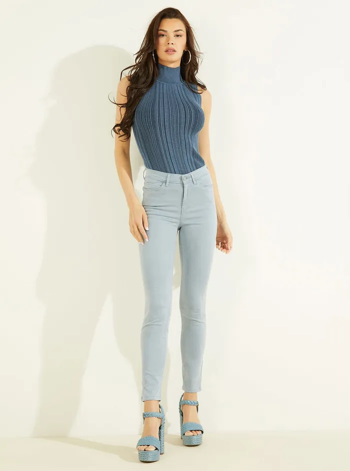 Women Fashion Tops GUESS Eco Blue Brigitte Turtleneck Top