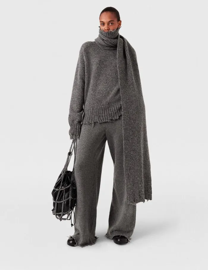 Women Flared HighRise Pants Grey Stella McCartney Knitwear