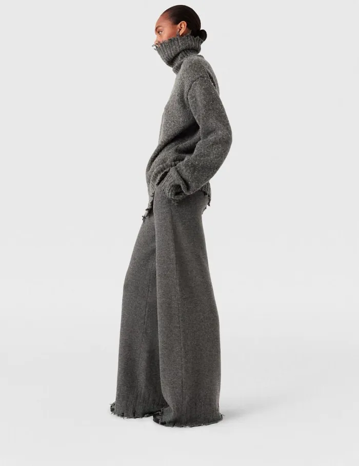 Women Flared HighRise Pants Grey Stella McCartney Knitwear