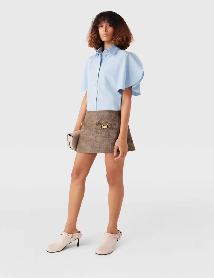 Women Flared Short Sleeve Shirt Sky Blue Stella McCartney Shirts And Tops Women Flared Short Sleeve Shirt Sky Blue Stella McCartney Shirts And Tops