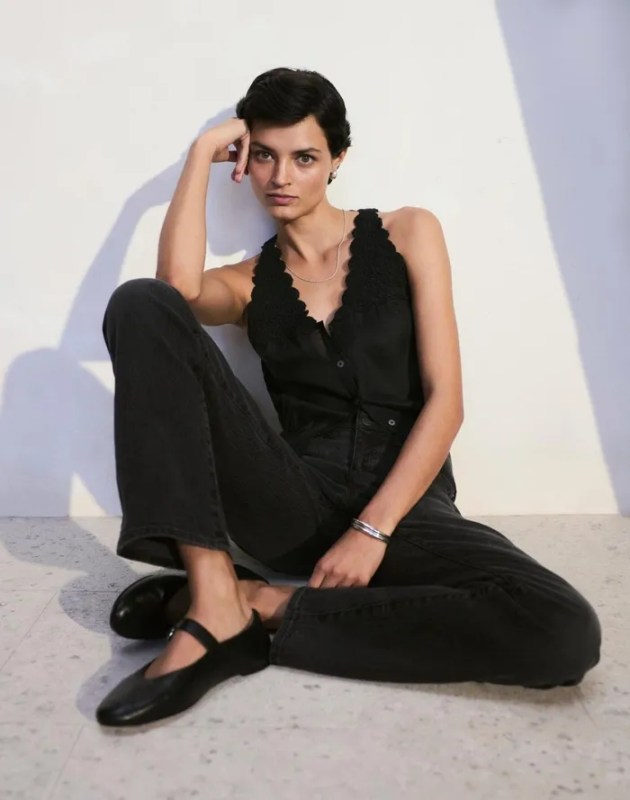 Women Flats and Loafers Madewell The Remy Mary Jane Flat True Black