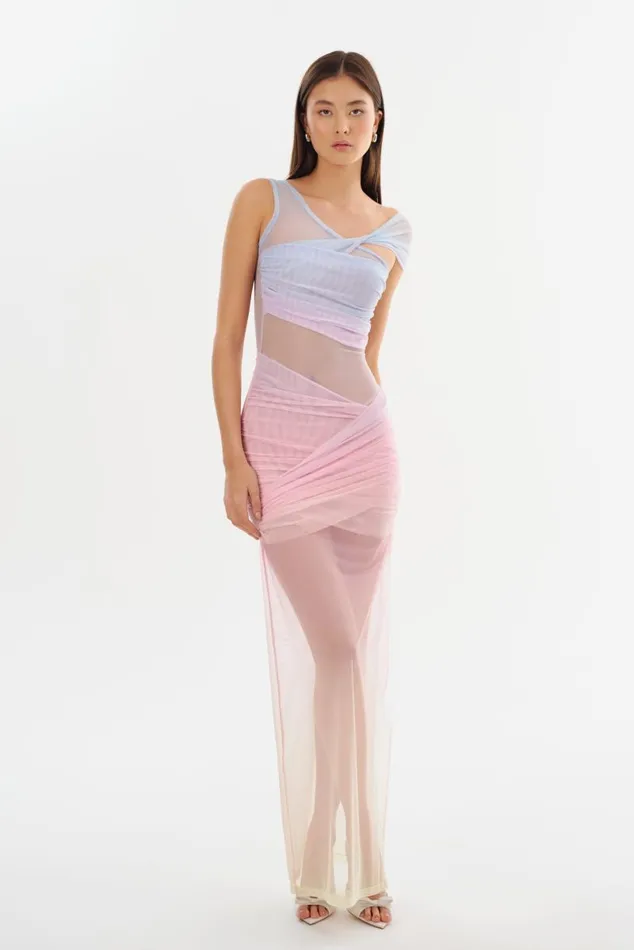 Women FLORINDA Mesh Maxi Dress Sunset Gradient LAMARQUE Dresses