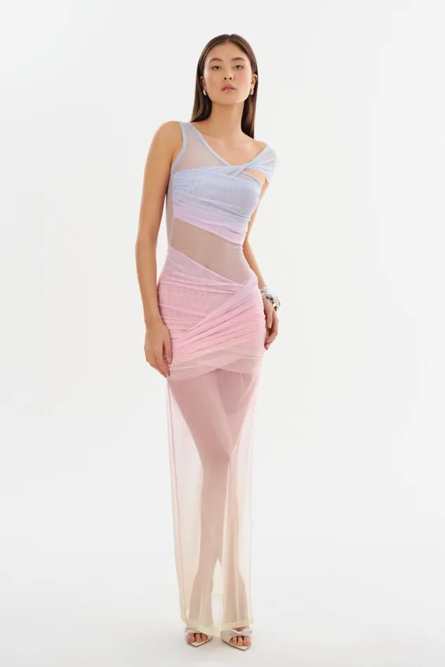 Women FLORINDA Mesh Maxi Dress Sunset Gradient LAMARQUE Dresses