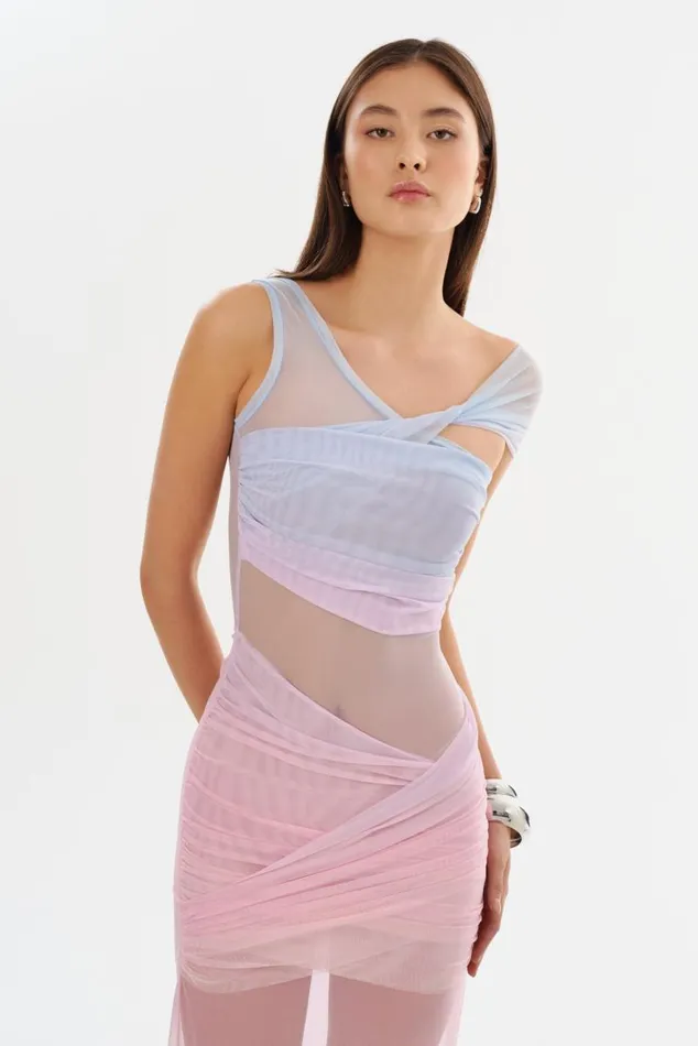 Women FLORINDA Mesh Maxi Dress Sunset Gradient LAMARQUE Dresses