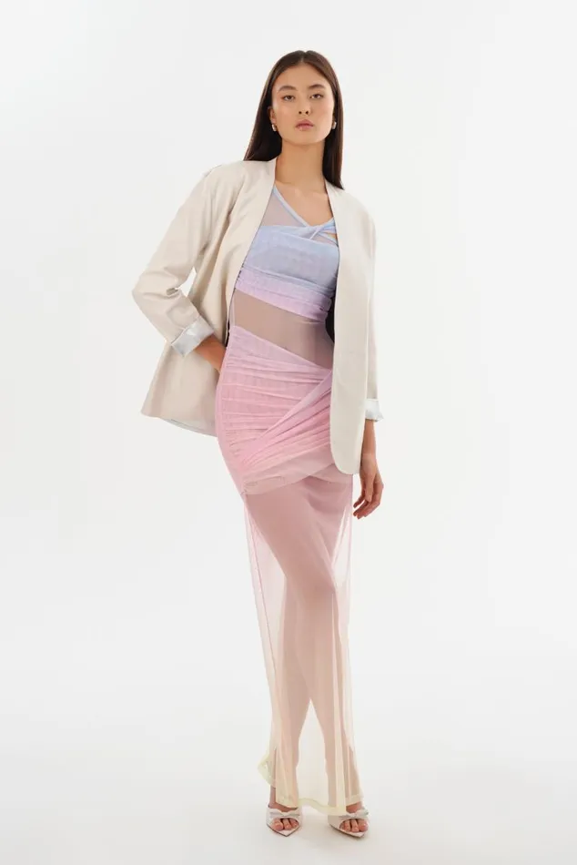 Women FLORINDA Mesh Maxi Dress Sunset Gradient LAMARQUE Dresses