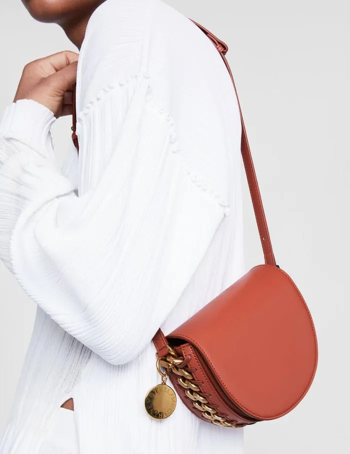 Women Frayme Small Flap Shoulder Bag Brick Stella McCartney Frayme Bag