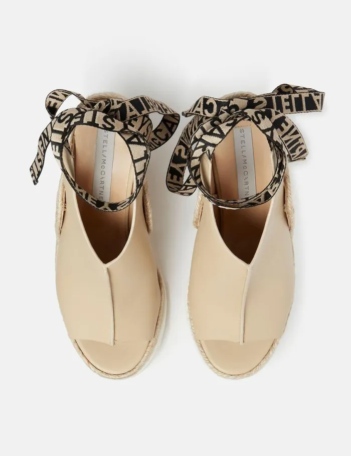 Women Gaia Alter Mat Peeptoe Wedge Espadrilles Sand Stella McCartney Espadrilles