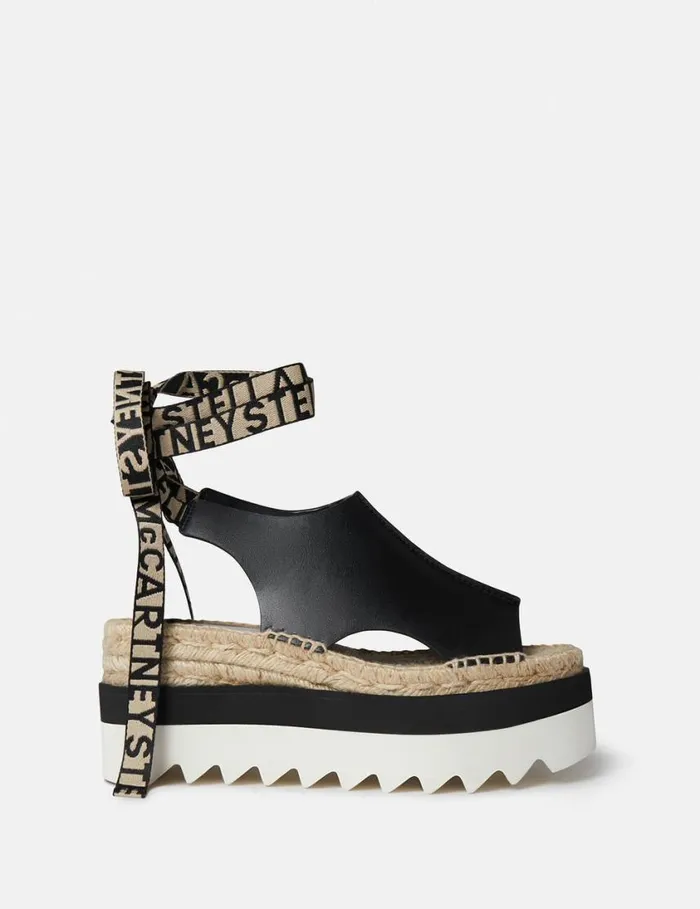 Women Gaia Peeptoe Platform Espadrilles Black Stella McCartney Espadrilles