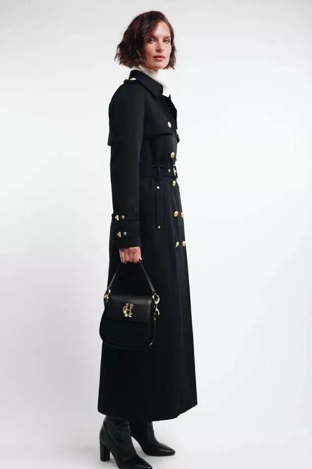 Women Gatcombe Full Length Trench Coat Black Holland Cooper Tailoring