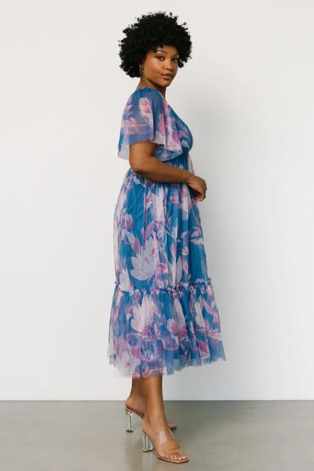 Women Gracie Tulle Dress Blue Pink Floral Baltic Born Midi Dresses Women Gracie Tulle Dress Blue Pink Floral Baltic Born Midi Dresses