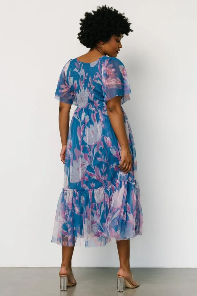 Women Gracie Tulle Dress Blue Pink Floral Baltic Born Midi Dresses Women Gracie Tulle Dress Blue Pink Floral Baltic Born Midi Dresses