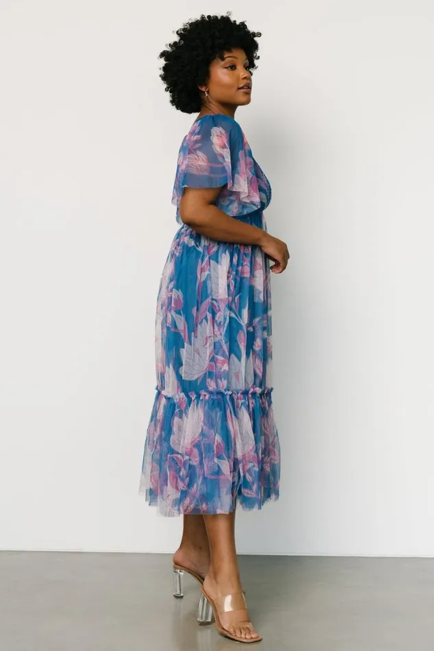 Women Gracie Tulle Dress Blue Pink Floral Baltic Born Midi Dresses Women Gracie Tulle Dress Blue Pink Floral Baltic Born Midi Dresses