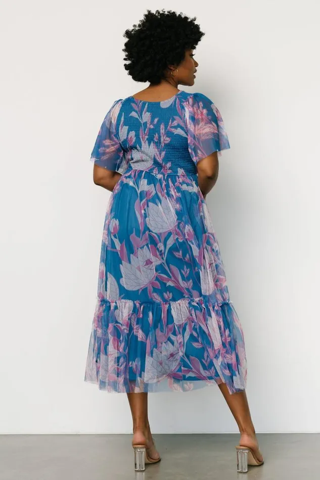 Women Gracie Tulle Dress Blue Pink Floral Baltic Born Midi Dresses Women Gracie Tulle Dress Blue Pink Floral Baltic Born Midi Dresses