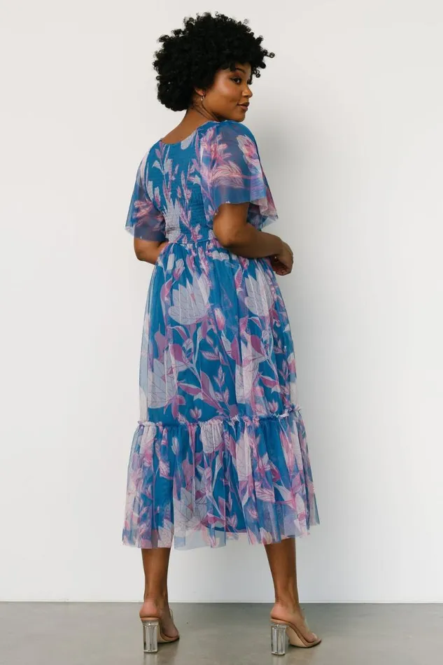 Women Gracie Tulle Dress Blue Pink Floral Baltic Born Midi Dresses Women Gracie Tulle Dress Blue Pink Floral Baltic Born Midi Dresses