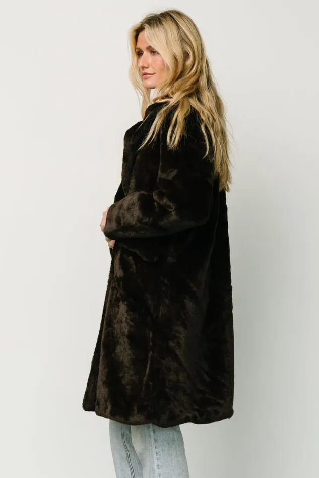 Women Graham Long Faux Fur Coat Deep Brown Baltic Born Outerwear Women Graham Long Faux Fur Coat Deep Brown Baltic Born Outerwear