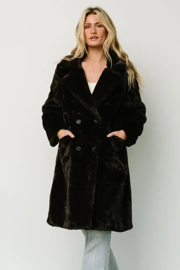 Women Graham Long Faux Fur Coat Deep Brown Baltic Born Outerwear Women Graham Long Faux Fur Coat Deep Brown Baltic Born Outerwear