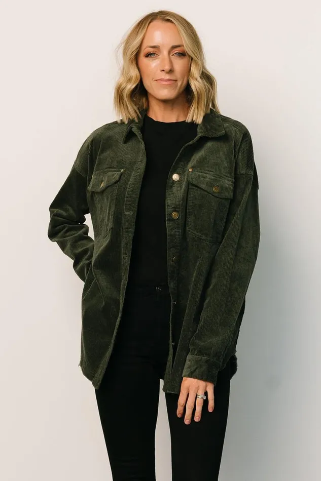 Women Greeley Corduroy Jacket Deep Green Baltic Born Outerwear