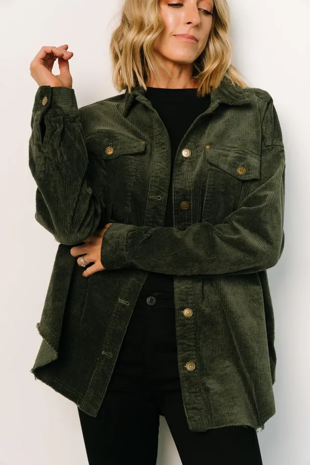 Women Greeley Corduroy Jacket Deep Green Baltic Born Outerwear