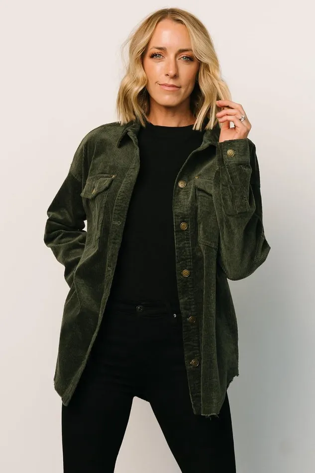 Women Greeley Corduroy Jacket Deep Green Baltic Born Outerwear