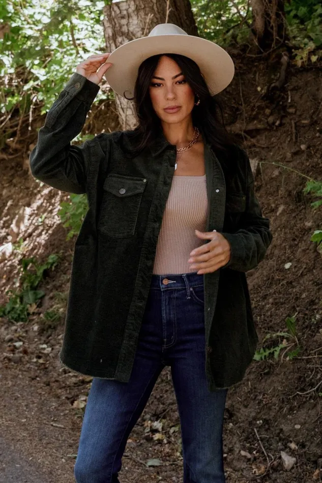 Women Greeley Corduroy Jacket Deep Green Baltic Born Outerwear