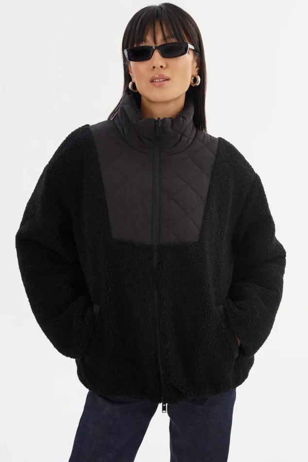 Women HADLEY Reversible Sherpa Jacket Black LAMARQUE Sherpa