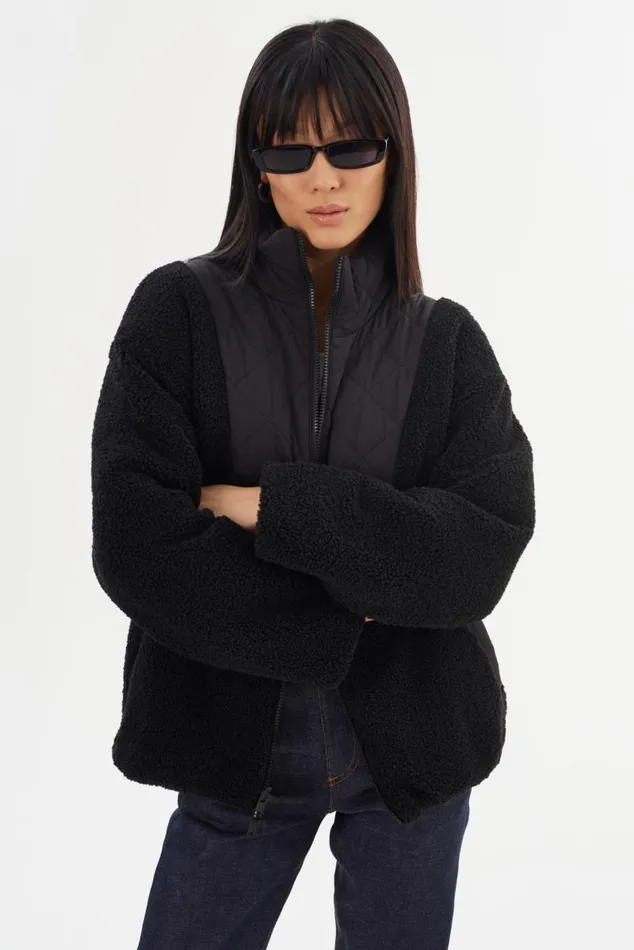 Women HADLEY Reversible Sherpa Jacket Black LAMARQUE Sherpa