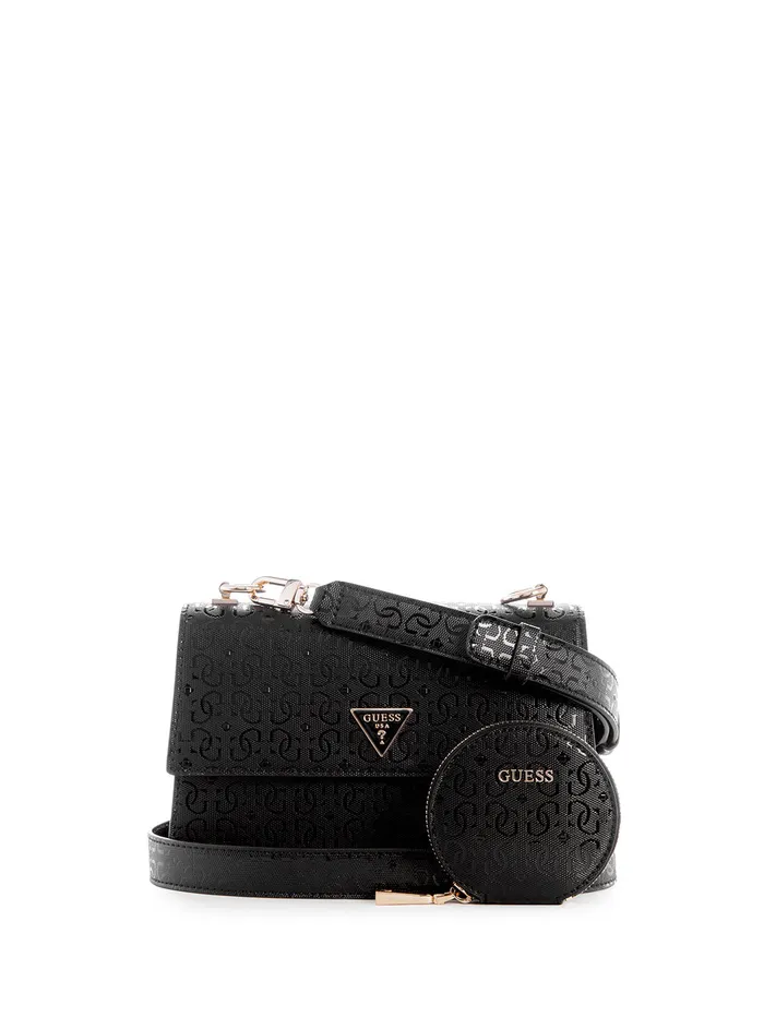 Women Half Flap GUESS Black Alexie Crossbody Bag