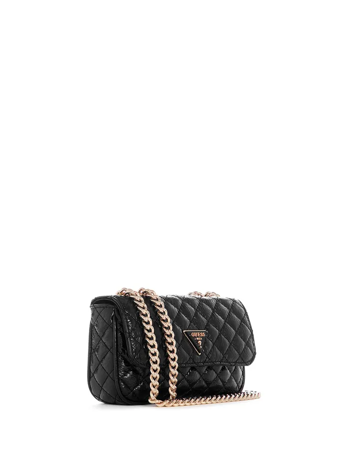 Women Half Flap GUESS Black Spark Quilted Mini Crossbody Bag Women Half Flap GUESS Black Spark Quilted Mini Crossbody Bag