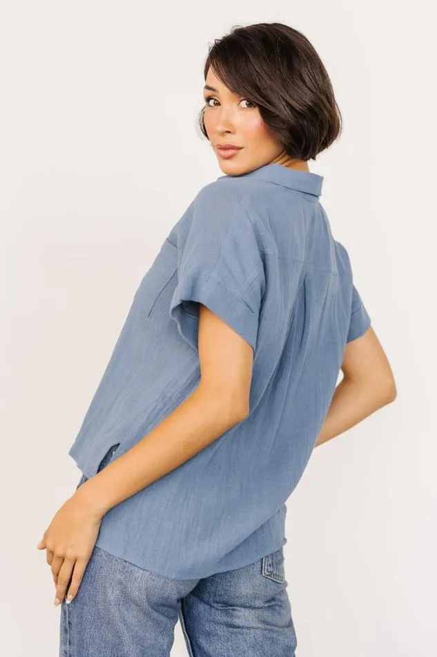 Women Hammond Short Sleeve Top Slate Blue Baltic Born Blouses and Shirts Women Hammond Short Sleeve Top Slate Blue Baltic Born Blouses and Shirts