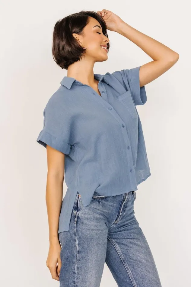 Women Hammond Short Sleeve Top Slate Blue Baltic Born Blouses and Shirts Women Hammond Short Sleeve Top Slate Blue Baltic Born Blouses and Shirts