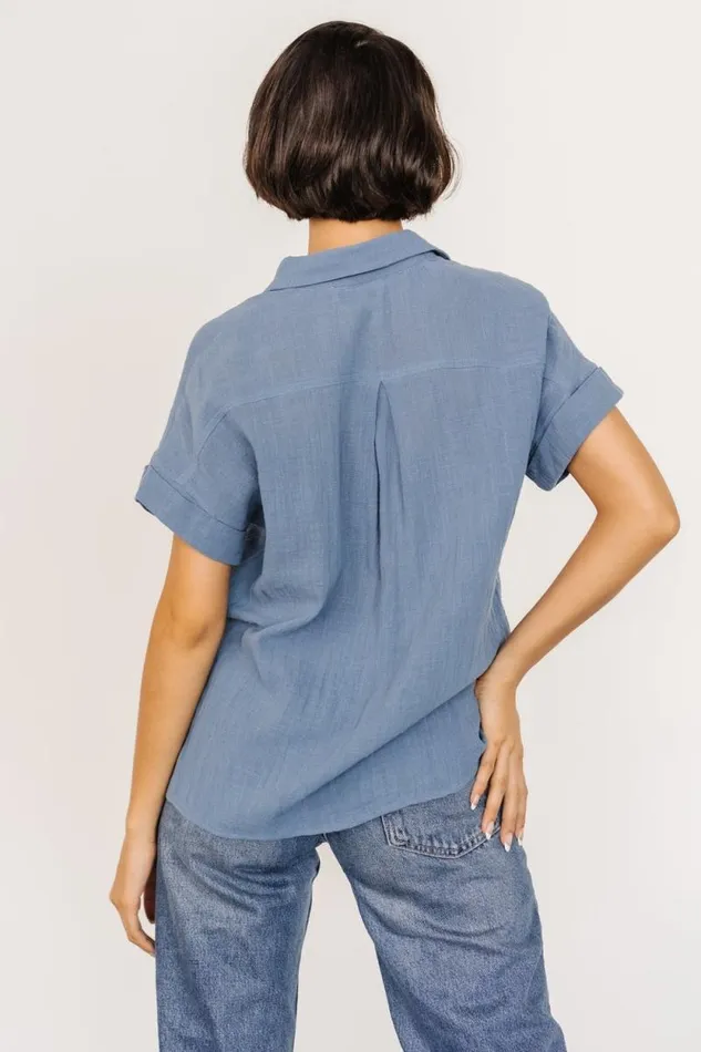 Women Hammond Short Sleeve Top Slate Blue Baltic Born Blouses and Shirts Women Hammond Short Sleeve Top Slate Blue Baltic Born Blouses and Shirts