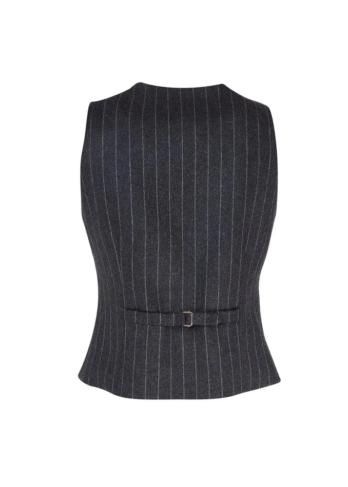 Women Hampton Waistcoat Charcoal Pinstripe Holland Cooper Tailoring