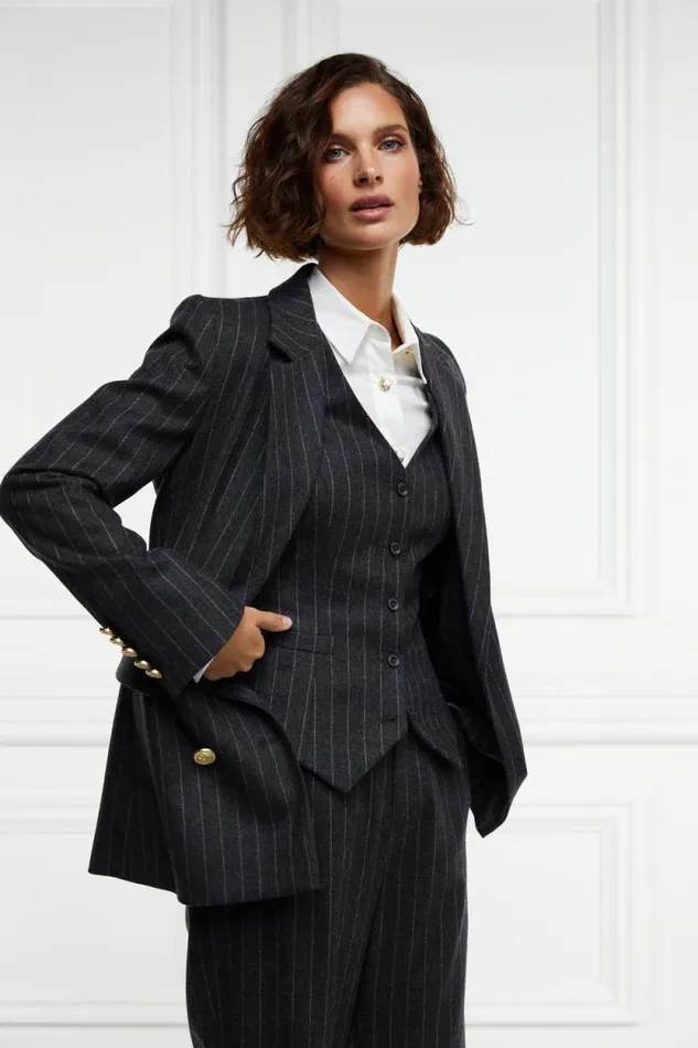 Women Hampton Waistcoat Charcoal Pinstripe Holland Cooper Tailoring