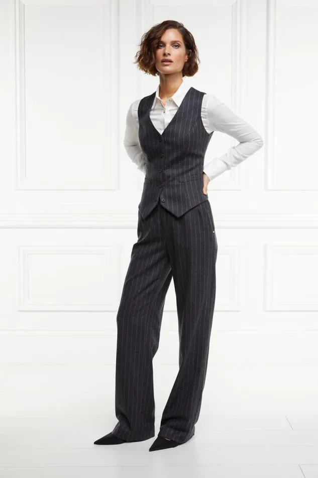 Women Hampton Waistcoat Charcoal Pinstripe Holland Cooper Tailoring