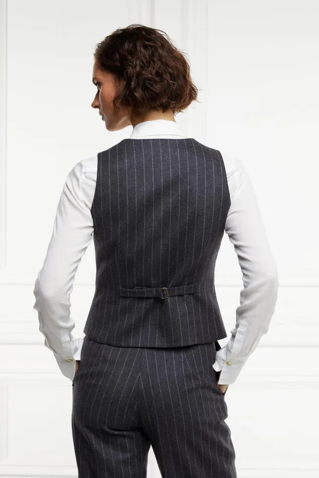 Women Hampton Waistcoat Charcoal Pinstripe Holland Cooper Tailoring