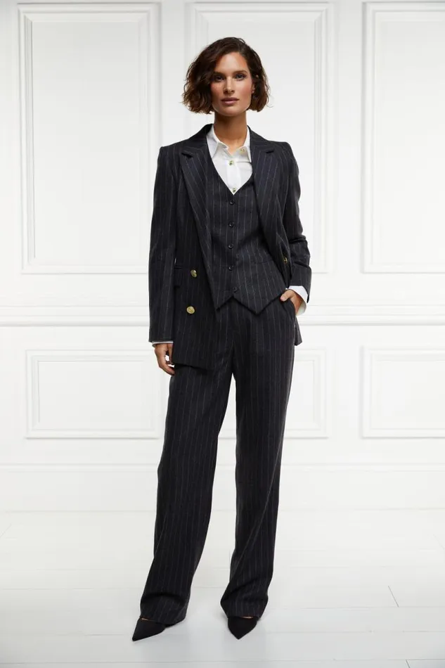 Women Hampton Waistcoat Charcoal Pinstripe Holland Cooper Tailoring