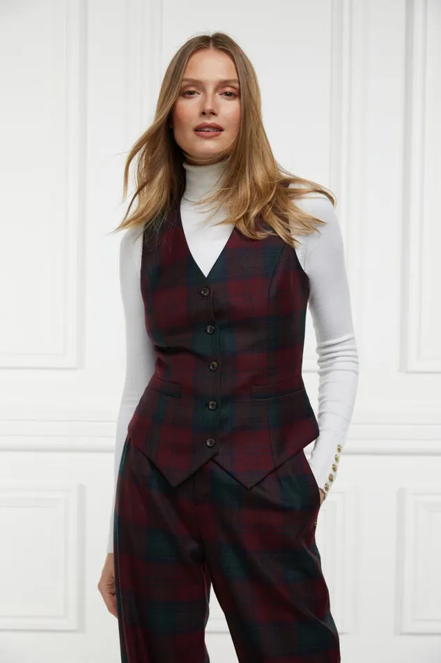 Women Hampton Waistcoat Mulberry Tartan Holland Cooper Tailoring Women Hampton Waistcoat Mulberry Tartan Holland Cooper Tailoring