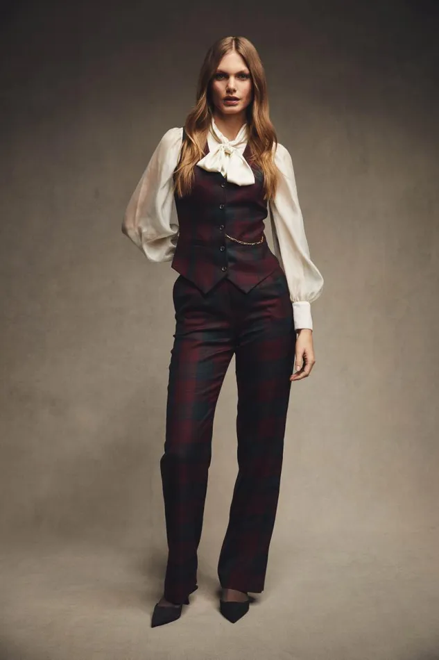 Women Hampton Waistcoat Mulberry Tartan Holland Cooper Tailoring Women Hampton Waistcoat Mulberry Tartan Holland Cooper Tailoring