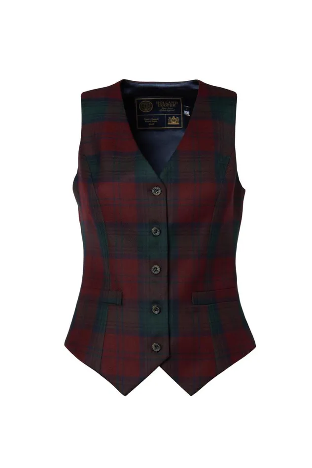 Women Hampton Waistcoat Mulberry Tartan Holland Cooper Tailoring Women Hampton Waistcoat Mulberry Tartan Holland Cooper Tailoring