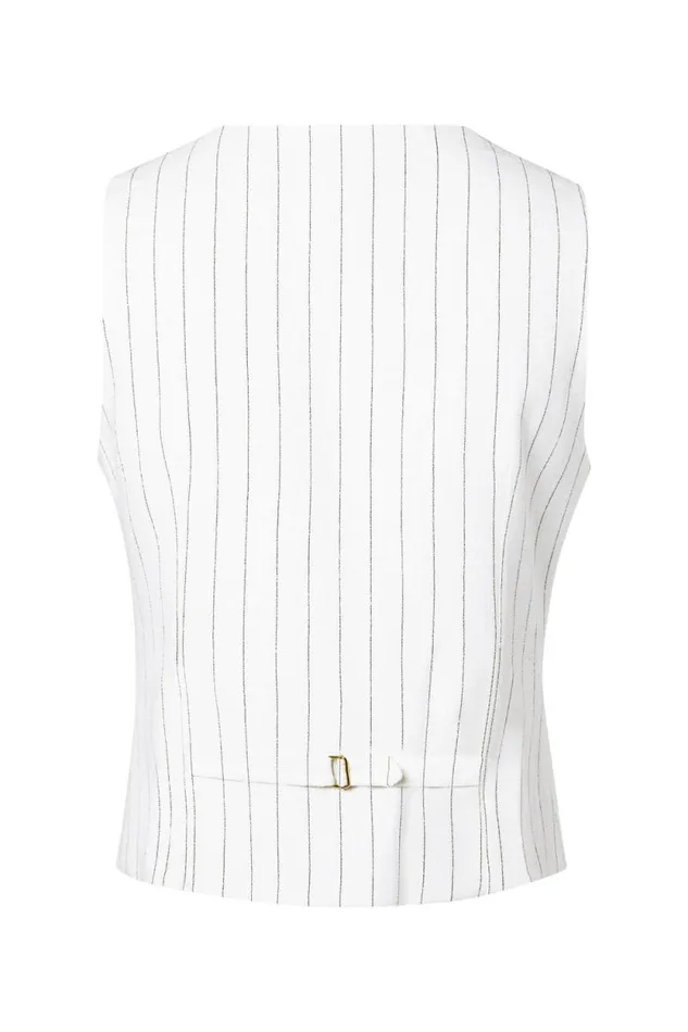 Women Hampton Waistcoat Oyster Linen Pinstripe Holland Cooper Waistcoats Women Hampton Waistcoat Oyster Linen Pinstripe Holland Cooper Waistcoats
