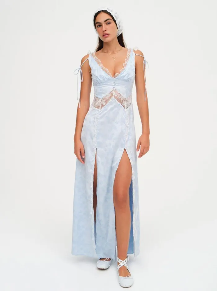 Women Hattie Jacquard Maxi Dress Blue For Love and Lemons Dresses