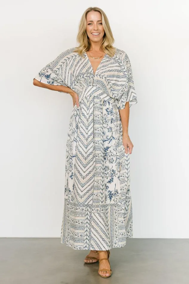 Women Hawkins Kimono Maxi Dress Blue Print Baltic Born Maxi Dresses
