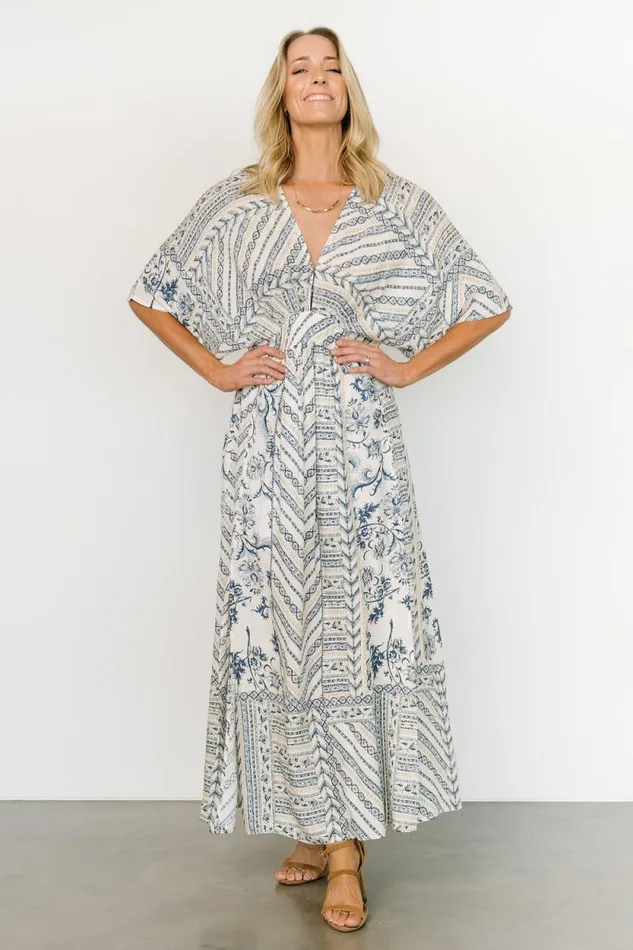 Women Hawkins Kimono Maxi Dress Blue Print Baltic Born Maxi Dresses