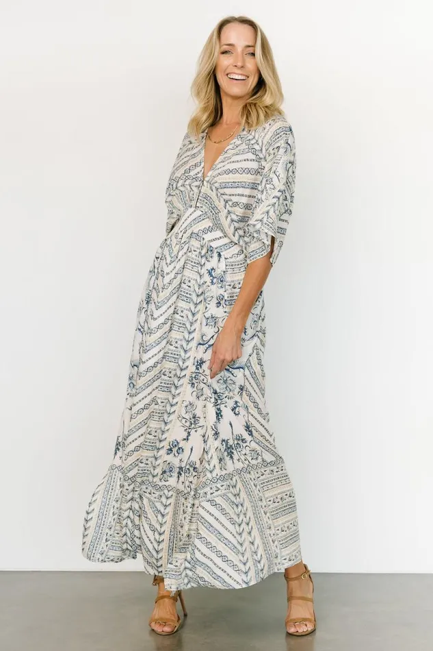 Women Hawkins Kimono Maxi Dress Blue Print Baltic Born Maxi Dresses