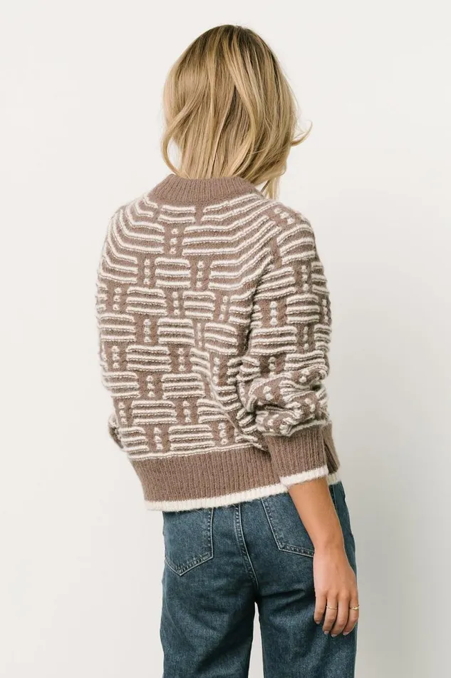 Women Hawthorne Knit Sweater Mocha Ivory Baltic Born Sweaters Women Hawthorne Knit Sweater Mocha Ivory Baltic Born Sweaters