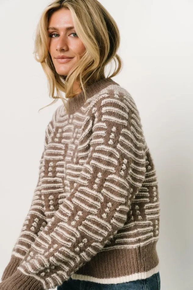 Women Hawthorne Knit Sweater Mocha Ivory Baltic Born Sweaters Women Hawthorne Knit Sweater Mocha Ivory Baltic Born Sweaters