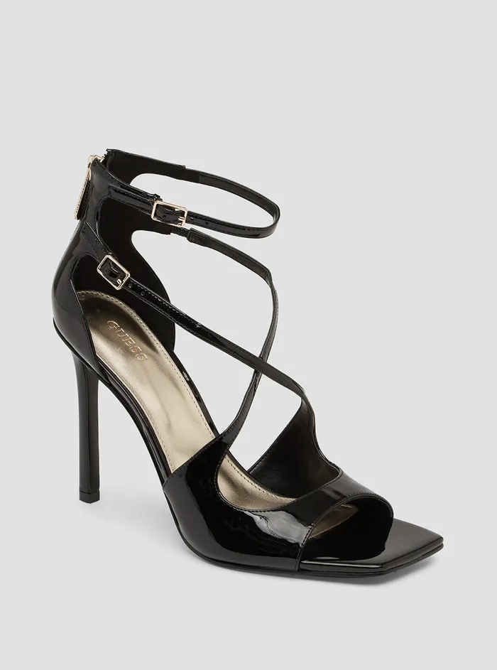 Women Heels GUESS Black Patent Sella Heels